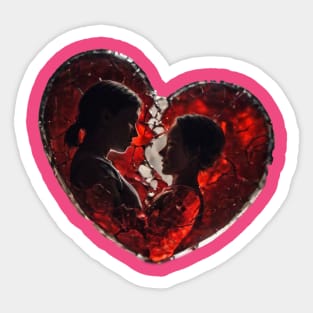 Valentine's Day Lovers Broken Heart Sticker